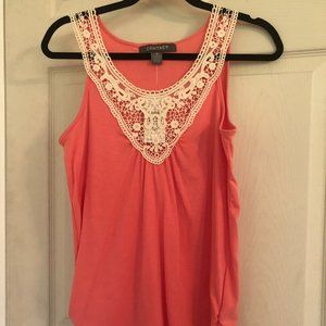 NWT Contact Tank Top w/ Crochet Neckline and Ruched Sides